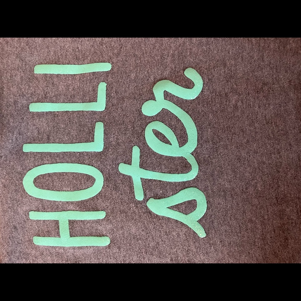 Grey Hollister sweatshirt, glittery cyan logo, women’s small - Picture 4 of 4